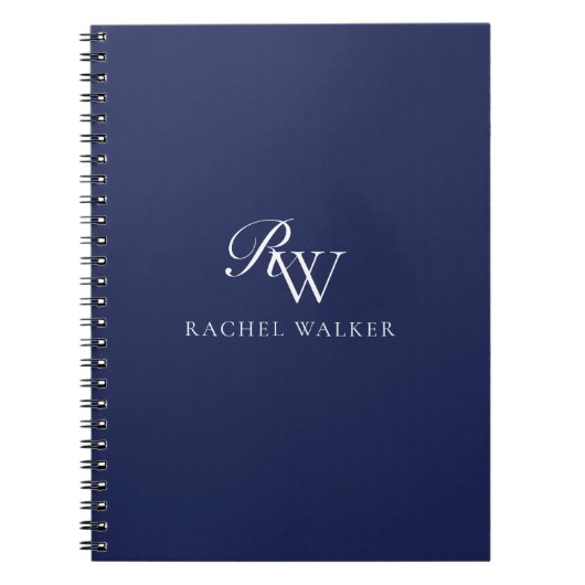 Elegant Blauw Monogram Notitieboek (Voorkant)