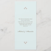Elegant Blauw Monogram Parel Wedding Menu (Achterkant)