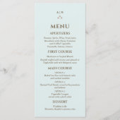 Elegant Blauw Monogram Parel Wedding Menu (Voorkant)