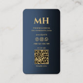 Elegant Blauw Monogram Professioneel Modern Visitekaartje (Achterkant)
