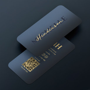 Elegant Blauw Monogram Professioneel Modern Visitekaartje