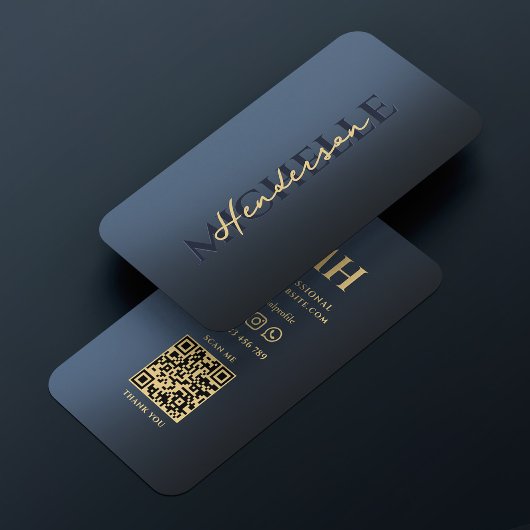 Elegant Blauw Monogram Professioneel Modern Visitekaartje
