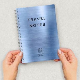 Elegant Blauw Monogram Reizen Notitieboek