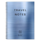 Elegant Blauw Monogram Reizen Notitieboek (Voorkant)
