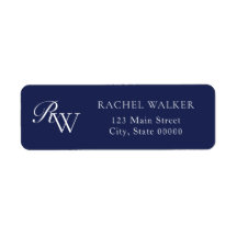 Elegant Blauw Monogram Retouradres