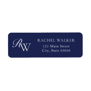 Elegant Blauw Monogram Retouradres Etiket