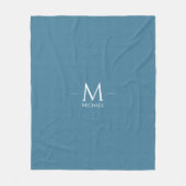 Elegant Blauw Monogram Sjabloon Medium Fleece Deken (Voorkant)