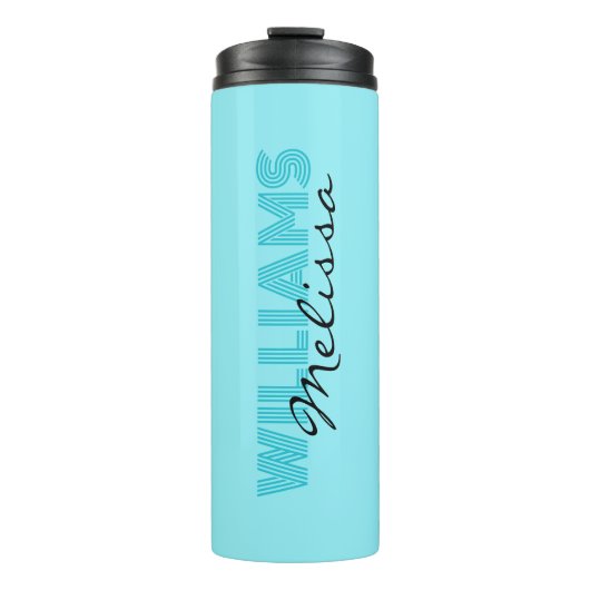 Elegant blauw monogram thermosbeker (Voorkant)