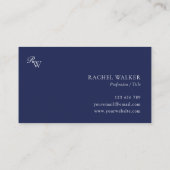 Elegant Blauw Monogram Visitekaartje (Achterkant)