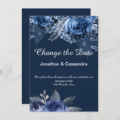 ELEGANT BLAUW NAVY FLORAL GRORDER VERANDERT DE DAT (Voorkant / Achterkant)