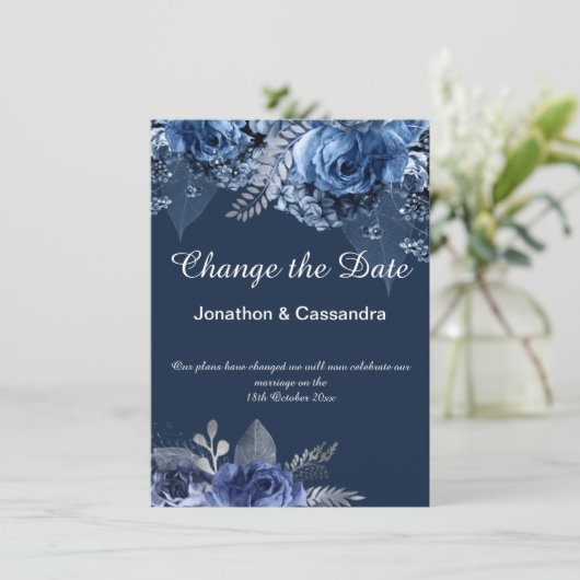 ELEGANT BLAUW NAVY FLORAL GRORDER VERANDERT DE DAT (Staand voorkant)