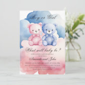Elegant blauw of roze Beer geslachtsonthulling Kaart (Staand voorkant)
