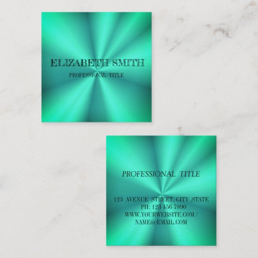 Elegant blauw ombre modern vierkant visitekaartje (Voorkant / Achterkant)