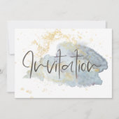 Elegant Blauw Ombré Waterverf Gouden Accenten Brui Kaart (Voorkant)