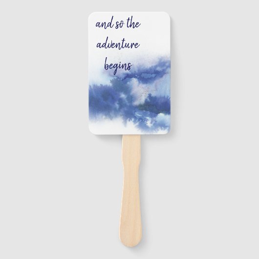 Elegant Blauw Ombre Waterverf Liefde Quote Bruilof Handwaaier (Voorkant)