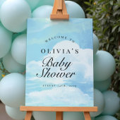 Elegant blauw op cloud 9 Baby shower welkomstbord Poster