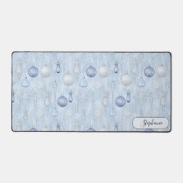 Elegant Blauw Ornament Patroon Bureaumat Op Maat