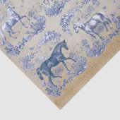 Elegant  Blauw Paard Bloemen Toile Kraft Tiss Tissuepapier (Detail)