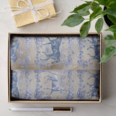 Elegant  Blauw Paard Bloemen Toile Kraft Tiss Tissuepapier (Geschenk)