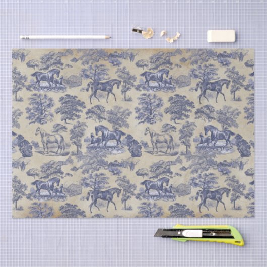 Elegant  Blauw Paardentoilet Kraft Tissuepapier (Craft)