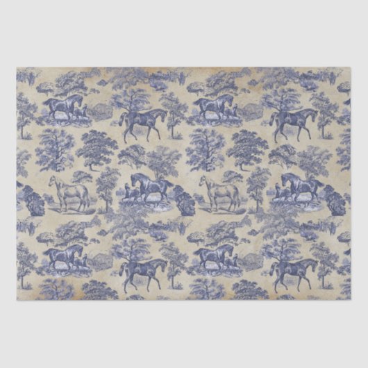 Elegant  Blauw Paardentoilet Kraft Tissuepapier (Voorkant)