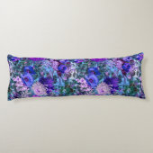 Elegant blauw paars bloemmotief lichaamskussen (Achterkant)