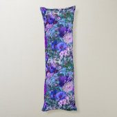 Elegant blauw paars bloemmotief lichaamskussen (Achterkant (Verticaal))