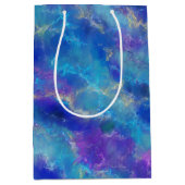 Elegant blauw, paars en goud marmerpatroon medium cadeauzakje (Voorkant)