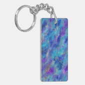 Elegant blauw, paars en goud marmerpatroon sleutelhanger (Voorkant Links)