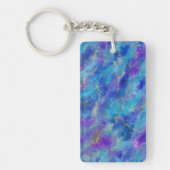Elegant blauw, paars en goud marmerpatroon sleutelhanger (Voorkant)