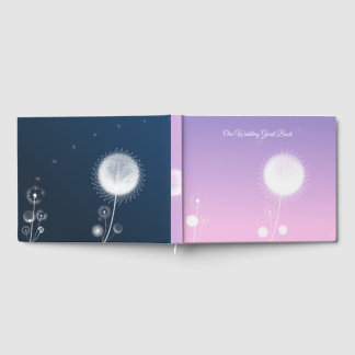 Elegant Blauw Paars Paardenbloem Huwelijksgastenbo Gastenboek