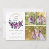 Elegant Blauw Paarse Bloemen Bewaar de datum Foto Save The Date (Voorkant)