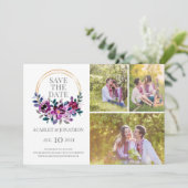 Elegant Blauw Paarse Bloemen Bewaar de datum Foto Save The Date (Staand voorkant)