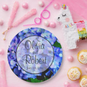 Elegant blauw paarse bloemen hortensia's papieren bordje (Feest)