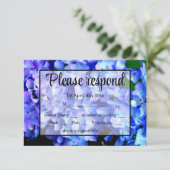 Elegant blauw paarse bloemen hortensia's RSVP kaartje (Staand voorkant)