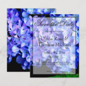 Elegant blauw paarse bloemen hortensia's save the date (Voorkant / Achterkant)