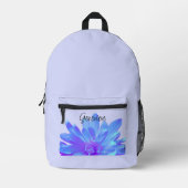 Elegant blauw paarse bloemenbloem bedrukte rugzak (Voorkant)