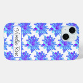 Elegant blauw paarse bloemenbloem Case-Mate iPhone case (Achterkant (horizontaal))