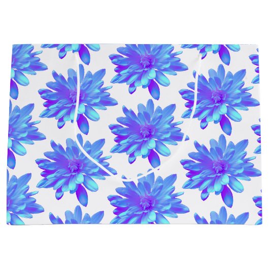 Elegant blauw paarse bloemenbloem groot cadeauzakje (Voorkant)