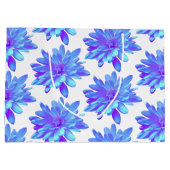 Elegant blauw paarse bloemenbloem groot cadeauzakje (Achterkant)