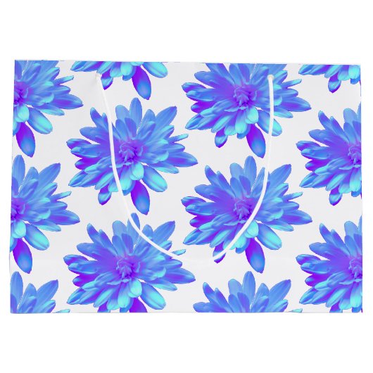 Elegant blauw paarse bloemenbloem groot cadeauzakje (Achterkant)