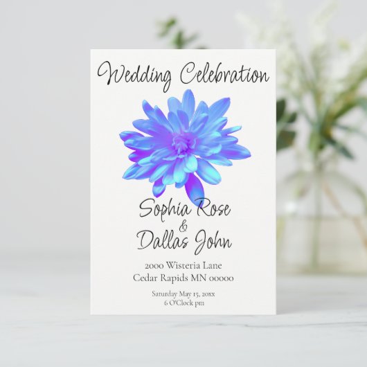 Elegant blauw paarse bloemenbloem kaart (Staand voorkant)