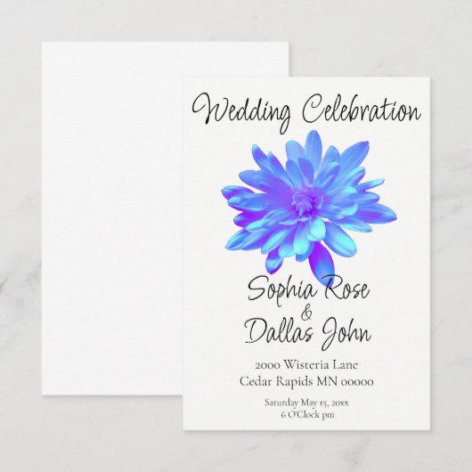 Elegant blauw paarse bloemenbloem kaart (Voorkant / Achterkant)