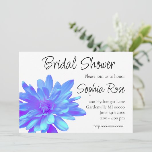 Elegant blauw paarse bloemenbloem kaart (Staand voorkant)