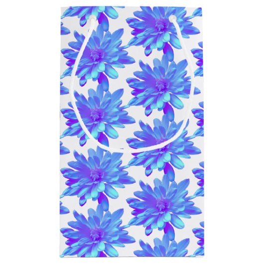 Elegant blauw paarse bloemenbloem klein cadeauzakje (Achterkant)