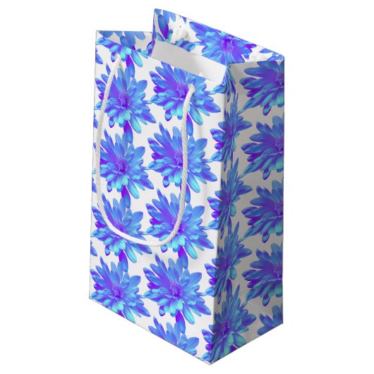 Elegant blauw paarse bloemenbloem klein cadeauzakje (Achterkant Gekanteld)