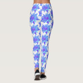 Elegant blauw paarse bloemenbloem leggings (Achterkant)