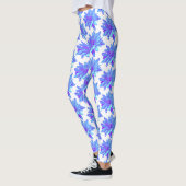 Elegant blauw paarse bloemenbloem leggings (Links)