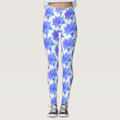 Elegant blauw paarse bloemenbloem leggings (Voorkant)