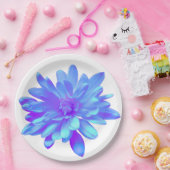 Elegant blauw paarse bloemenbloem papieren bordje (Feest)